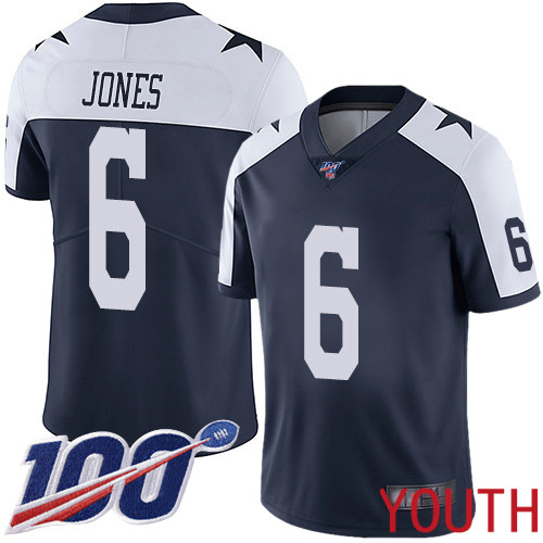 Youth Dallas Cowboys Limited Navy Blue Chris Jones Alternate #6 100th Season Vapor Untouchable Throwback NFL Jersey